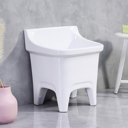 Lefit (lfte) bathroom ceramic wash mop pool balcony mop trough household Taiwan control large, medium and small mop basin courtyard mop pool 910 manual water delivery to home