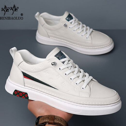 Zapatos Heni Paul para hombres, zapatos de cuero de cuero genuino de alta gama de hombres, zapatos de alta gama de hombres, zapatos blancos casuales para hombres, blanco sombreado 9908 40 zapatos de cuero tamaño