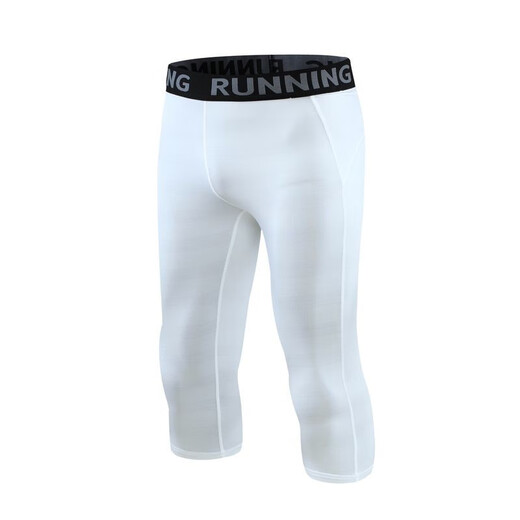 Children's sports fitness trousers, boys' leggings, football basketball tights, training clothes, inner workout running clothes, white cropped pants S