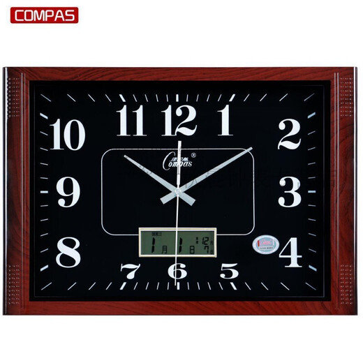Combasi Combasi Watch Seiden Wohnzimmer Wanduhr Schlafzimmer Büro sauberer Klang einfache Kalenderuhr Große Quarzuhr Luminöse Holzkorn weiße Scheibe 6626b 50,5 cm 20 Zoll (Durchmesser)