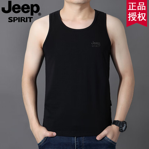 Jeep Spirit2024 Chaleco para hombres de alta gama Otoño cómodo nueva Base de algodón Camisa que absorbe el sudor de algodón Top blanco M (170)