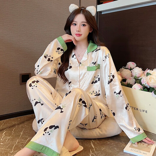 Pajamas de style français de Wanmanduo pour les femmes à manches longues Spring et automne vestimentes de la maison mince 2023 New Temperament pantalon Suit EM-B693 # M Code 80-100jin [Jin est égal à 0,5 kg]