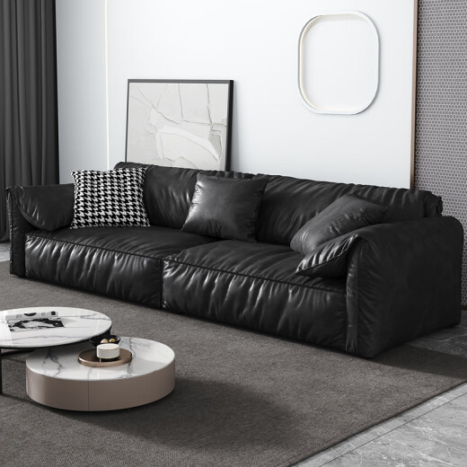 Mubi sofa living room Italian simple modern no-wash technology fabric elephant ear sofa combination 2.8m sofa combination + coffee table TV cabinet + dining table technology velvet + latex cushion [15% customer choice]