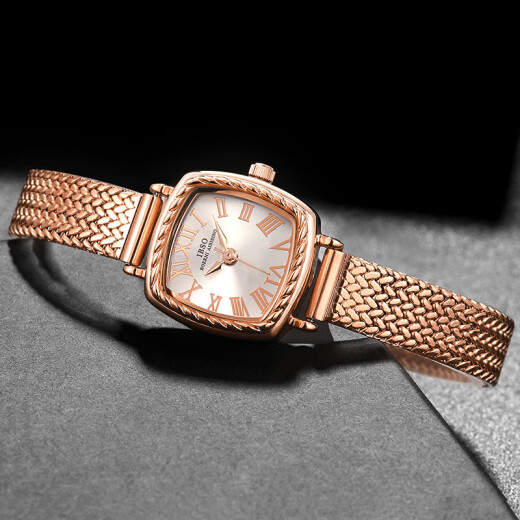 Audemars Pixar (IBSO) new watch for women simple temperament quartz watch women's watch waterproof small square watch female watch student watch for girlfriend 9226 rose gold-red belt [imported movement]