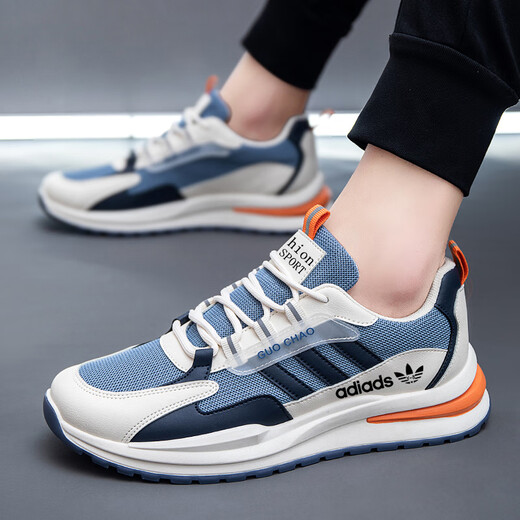 Brand broken-size men's shoes sports shoes 2025 spring and summer new casual shoes mesh breathable running shoes casual shoes ad6628-black and red leather waterproof model 41