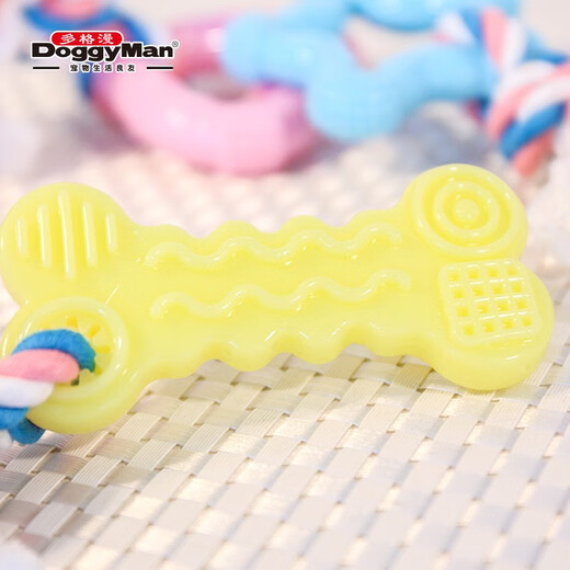 多格漫柔韧带绳咬咬玩具 趣味益智幼犬狗玩具 绳结耐磨咬 牛奶骨型