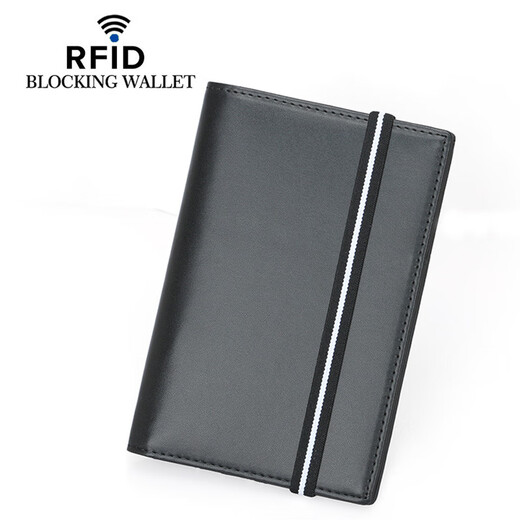 Weiltili新款RFID护照本创意 头层牛皮松紧带多卡位证件包 登机卡套护照证 TQ-312碳纤维纤配真皮【黑色无盒