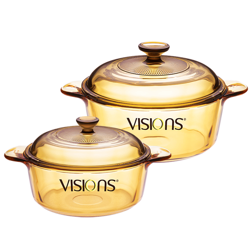 Corning 2-piece pot set, 1.25L milk pot and 2.25L soup pot, heat-resistant glass pot set, VS12+VS22 pot set