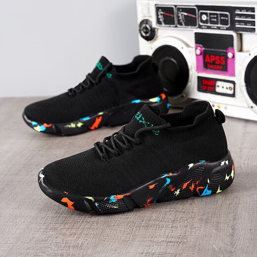 Multisports-Wanderschuhe Sommersocken Schuhe Großgröße Herrenschuhe Ultra-leichte Freizeitschuhe Nicht rutschernde Atmungsnetzschuhe Neue Stil All Black 7022 42