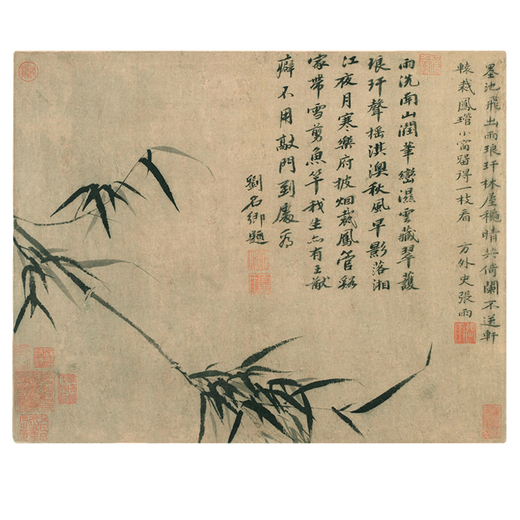 [Directamente equipado con autoproperado] Zhang Yumo Bamboo Imagen Antigua pintura de flor y pájaros Pintura famosa Réplica Pintura antigua Pintura colgante Pintura decorativa Wuzhen Zhuquan Barco pequeño 12052 40x50 CM Spray Tamaño del corazón