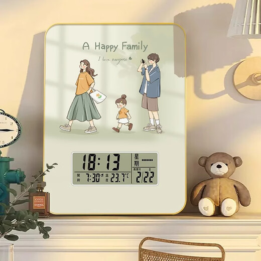Uhr Zeichnung für Familien Uhr Wall Walluhr Wohnzimmer Schlafzimmer Bettendede Dekoration Malerei Weinschrank TV -Schrank Eingang Wecker Zeichnung BG4859 [Paar Paar] 11 Zoll [20*28 cm]