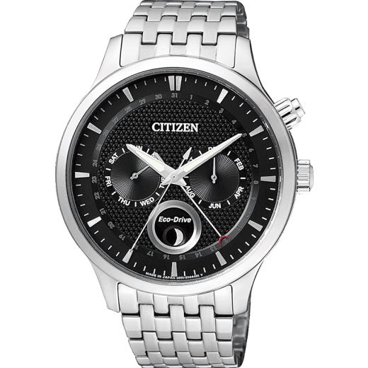 西铁城（CITIZEN）手表男日韩光动能双显黑盘钢带腕表520情人节礼物AP1050-56E