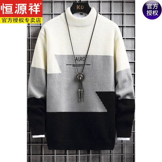 Hengyuan Xiangchao winter half-turtleneck sweater for boys, teenagers, velvet, junior high school students, high school students, woolen sweaters, thickened sweaters, blue A, thick style without velvet L