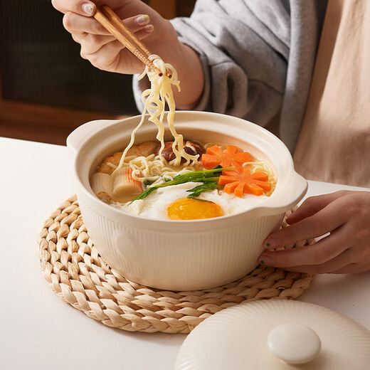 INMIND HOUSE kitchen double-eared lard jar with lid ceramic high temperature resistant non-porous oil spicy jar household large capacity oil jar lard jar - gray