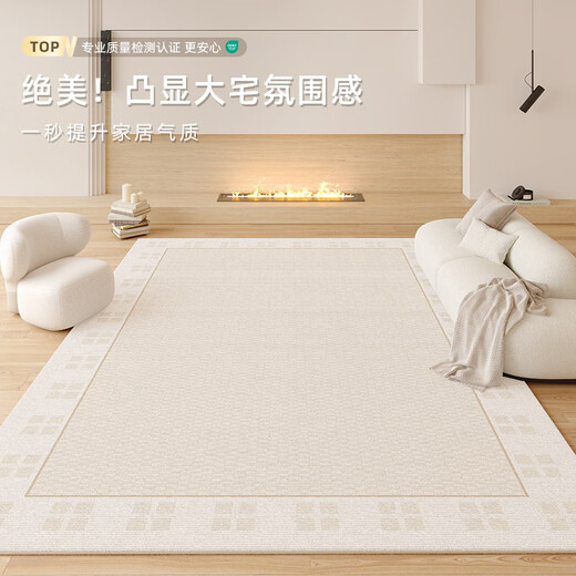 Y U-LIVE carpet living room bedroom 2025 new bedside no-wash and wipeable room high-end waterproof no-care sofa floor mat loop pile-Black Square Park-breathable style 200 300cm light and easy to carry and easy to store