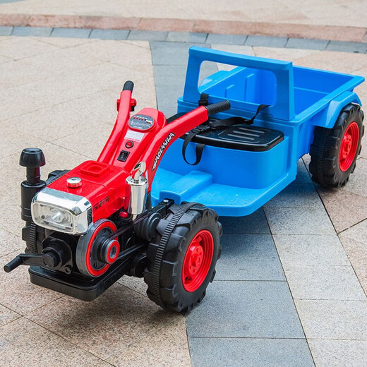 Holewa Children's Elektroauto Traktor-Spielzeugauto für Kinder 2-10 Jahre alt, kann in einem super großen Allrad-Kinderwagen, High-End Blue 10A Large Battery + Early Education Music sitzen, sitzt