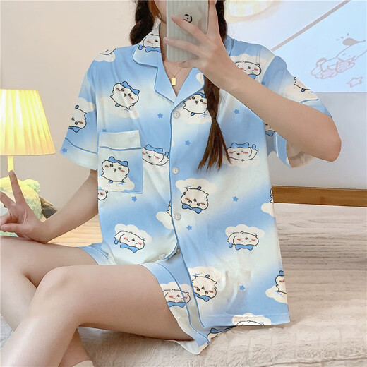 
Pajamas for women, three-piece set chiikawa summer short-sleeved loose casual and cute little eight-sleeved home clothes for outdoor wear KK14116 XL [recommended 120-135 Jin [Jin equals 0.5 kg]]