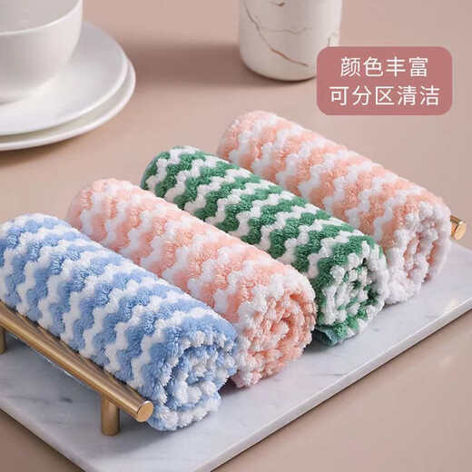 Thousand Lingniao thickened and larger rags, absorbent dishcloths, kitchen special non-linting towels for wiping tables, lazy scouring pads, 5 packs, mixed colors, 30*40cm, large size