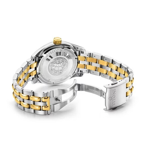 Titoni Watch Men's Universe Series Mecánica Semana Mecánica Cinturón de acero Reloj Swiss Watch 40mm Silver Plate Nail 797 SY-695