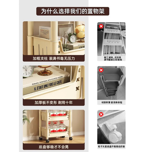 Quanpinwu movable bookshelf storage rack bookshelf floor-standing school bag storage rack storage rack snack rack small trolley small bookshelf