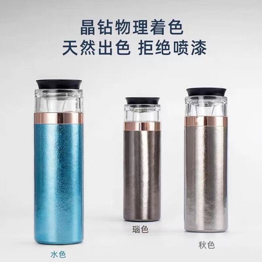 Minglu Thermos Cup Men's Pure Titanium Tea and Water Separation Double-layer Titanium Stewed Tea Cup with Tea Separator Tea Cup Healthy Water Cup Premium Gray 500ml