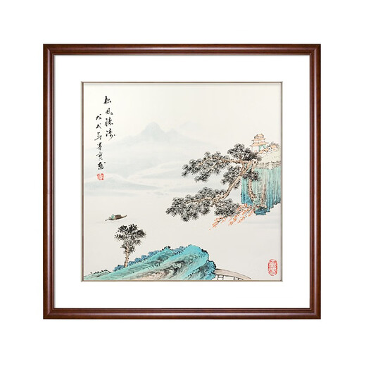 BERTHA DENTON Chinese style pure hand-painted landscape painting ink painting living room sofa entrance private room restaurant Dou Fang Chinese painting decorative hanging painting Autumn high picture has been framed 60*60 cm