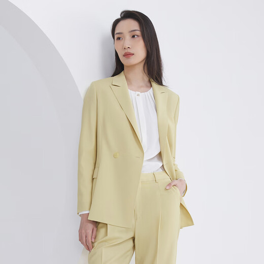 雅戈尔（YOUNGOR）套西上衣女677款背叉修身型毛料亮丽色系高级优雅商场同款 黄色 S 160/84A