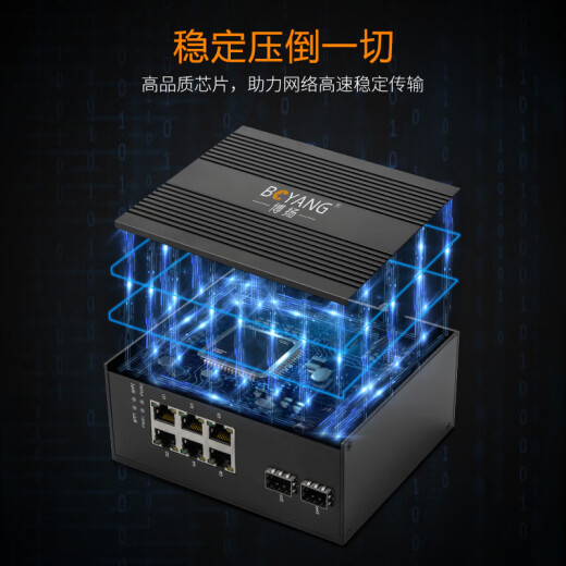 BOYANG BY-PF206POE industrial-grade optical fiber transceiver 100M 2-optical 6-electrical-to-optical converter/switch with power supply and without SFP module