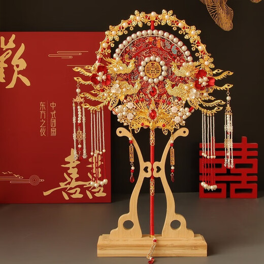 Yinchun Round Fan Braut Hochzeit DIY Materialbeutel handgehaltene Blume Hanfu Hochzeitskleid Hochzeitskleid handgefertigtes Geschenk Chinesisch Stickerei Red Dragon Muster-wissen Sie, ob große Holzlüftermaterialbeutel ein großes Holzlüfter Rack-Rack-Tasche