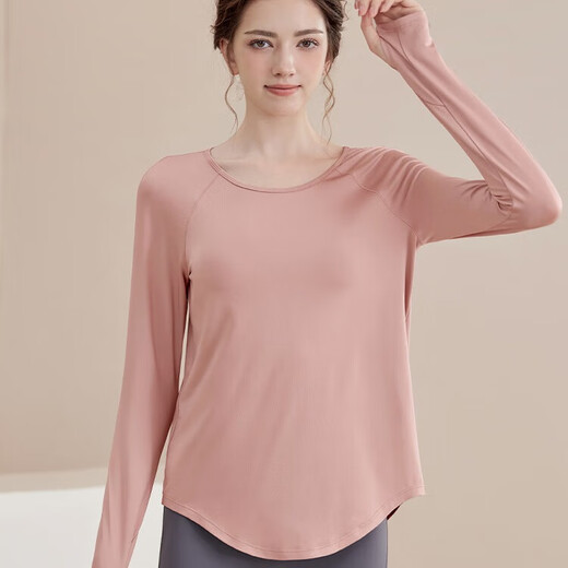 LULU CENTURY yoga wear long-sleeved suit for women in autumn loose slimming fitness wear Pilates sports mesh blouse top for women sunset pink long-sleeved top L