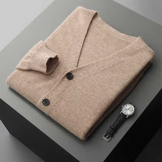 Soul Wake Ordo Kaschmirfamilie Wolle Strickjacke Herren V-Ausschnitt Feste Farbe Langarm Wolle Wolljacke lässig Wide Dark Grey L.
