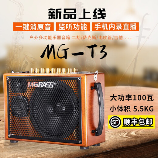 MIGAO MG-T3 outdoor charging erhu saxophone electric wind instrument audio guitar playing and singing internal recording live broadcast speaker package 2 audio + 2 U-segment microphones + bag + stand