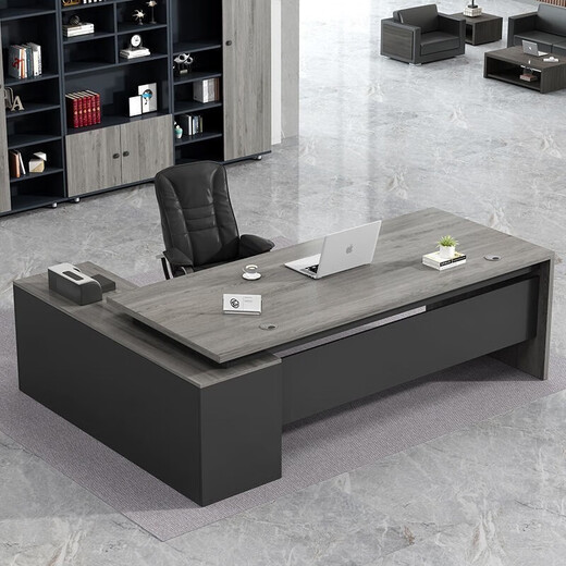 Dounian boss desk office desk president desk can be customized 1.8 meters 2 meters double cabinet executive desk office furniture manager table dark walnut total length 180 + width 80 + side cabinets