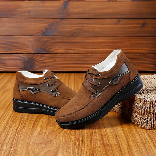 Hongxingxiang Old Beijing Clate Shoes Мужская хлопчатобумажная обувь зимние шерстяные туфли мужская обувь теплые плюс бархатные повседневные туфли против скольжения среднего возраста и пожилые туфли для папы 9910 мужская черная шерсть плюс бархат 38
