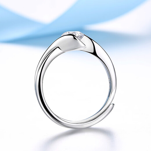 Hao Zhizun (tempting) silver ring women's single ring imitation diamond ring proposal engagement wedding 925 silver fashion accessories girls ring jewelry Christmas Chinese Valentine's Day gift silver white open silver ring