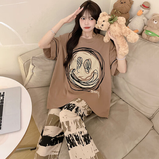 Junjunsui dimei pyjamas für Frauen reine Baumwolle kurzärmelige Hosen Frühlings- und Herbst-Cartoon-Frauen große Größe 200 Jin [Jin entspricht 0,5 kg] Sommerstudent Home Clothing Set Kurzlänge-WB-671 Dingdang Cat 3xl große Größe (170-200 Jin [Jin Equals 0,5 kg])))