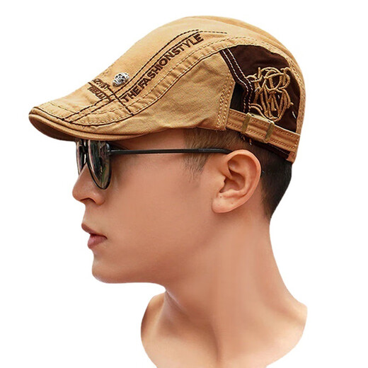 TIE Stone Hat New Corean versión de Forward Hat Beret Men and Women British Gentleman Hat Painter Trend (Caki) Tamaño ajustable