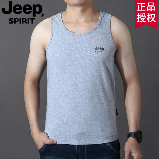 Jeep Spirit2024 Chaleco para hombres de alta gama Otoño cómodo nueva Base de algodón Camisa que absorbe el sudor de algodón Top blanco M (170)