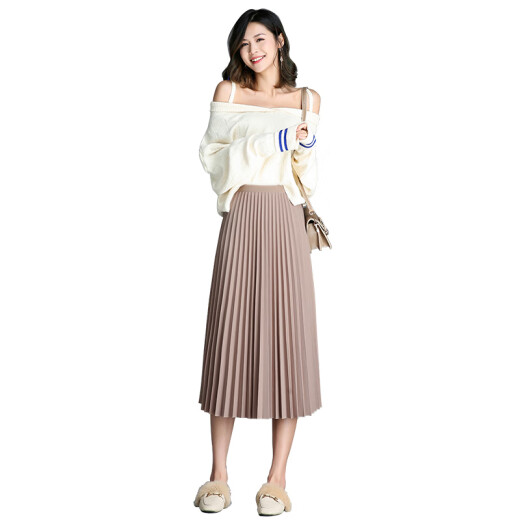 Autumn and winter A-line skirt pleated skirt gold velvet mid-length skirt LXWT-16630-0 dark green one size fits all