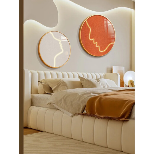 XMSJ Wasabi Style Dekoration Malerei Sinn Schlafzimmer Weichdekoration Hauptschlafzimmer Nachtter Hintergrund Wand Hanging Malerei Abstraktes Kunstraum Wandbild ZSH14666-Twilight-Herz mit dem Außenrahmen Durchmesser 40 cm + Durchmesser 50 cm x kreisförmige Form