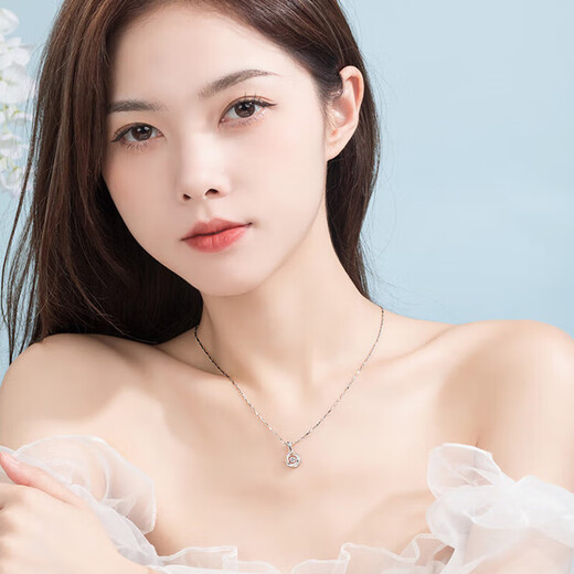 MZMZ platinum necklace for women pt950 platinum clavicle chain with diamonds new pendant Valentine's Day birthday gift for girlfriend (local warehouse next day delivery - light luxury beating heart necklace)
