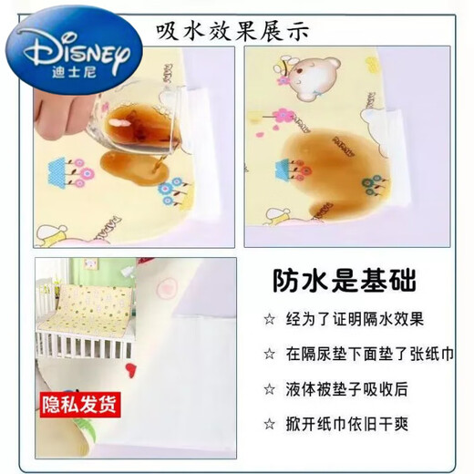 迪士尼四季款水晶绒隔尿垫大号双面防水可洗透气新生婴儿尿垫月经垫 水晶绒双面 粉蓝格子 90乘70cm(一条装)