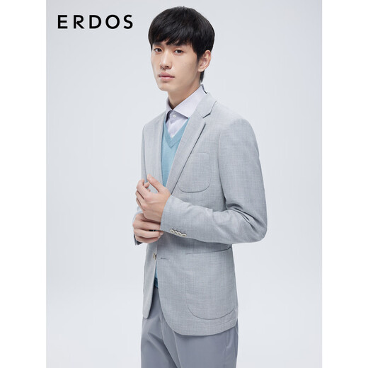 ERDOS Spring and Summer Urban Lightweight Series Bicycle Suit Men's Suit Single Breasted Jacket Wool Light Gray XL 180/100A