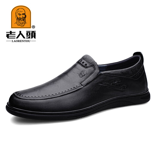 Old man's head men's shoes autumn and winter plus velvet to keep warm business casual leather shoes toe layer cowhide comfortable soft sole non-slip wear-resistant dad shoes black 75062 (first layer cowhide) 39