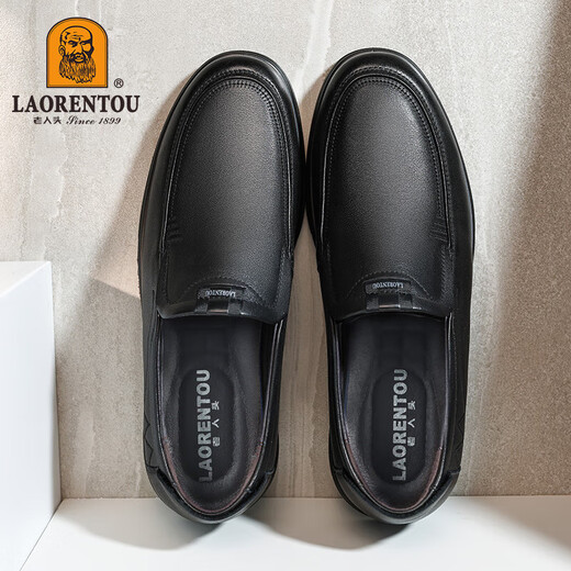 LAORENTOU leather shoes for men, business casual shoes, toe layer cowhide toe caps, beanie shoes, wear-resistant men's shoes LA12062 black 41