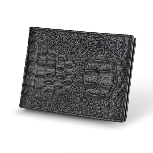 
ELLEN FANTASIA genuine leather driver's license leather case men's driving license card case multi-functional certificate card package motor vehicle driver's license clip book crocodile pattern black [top layer cowhide]