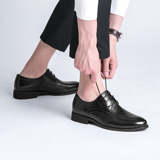 Playboy (PLAYBOY ESTABLISHED 1953) classic men's lace business wedding leather shoes British round toe formal shoes men's shoes 5DW009049D01 black 39