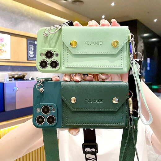 派钦vivoy100手机壳y35s17软壳防摔x90sy78斜挎挂绳s16零钱卡包y52sy3 墨绿色双层零钱包+手绳+斜挎背带 其他型号拍下联系客服备注