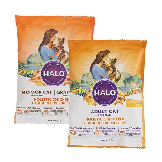 HALO IN CHINESE Cat Food Adult Cat Free Range Chicken Series Pure Fresh Meat Trial Cat Food Adult Cat Bodybuilding Series Chicken Flavor 4oz_113g