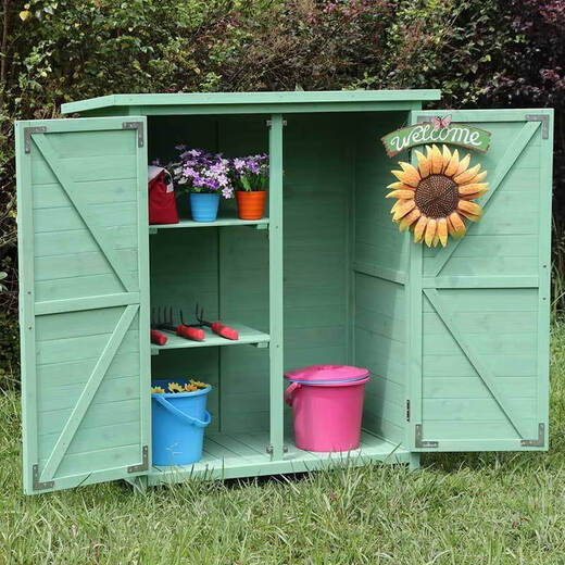 Qiujia outdoor waterproof sunscreen courtyard storage cabinet garden tool room balcony storage cabinet garden miscellaneous items A gray 695*5201420mm